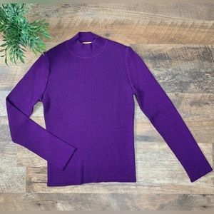 St John Sweater Mock Neck Purple small petite